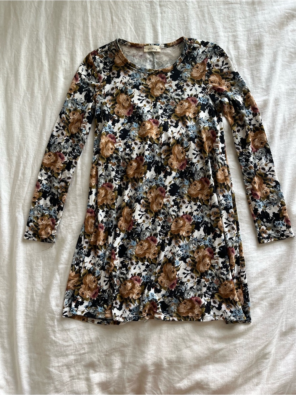 Floral Long-Sleeve Swing Dress